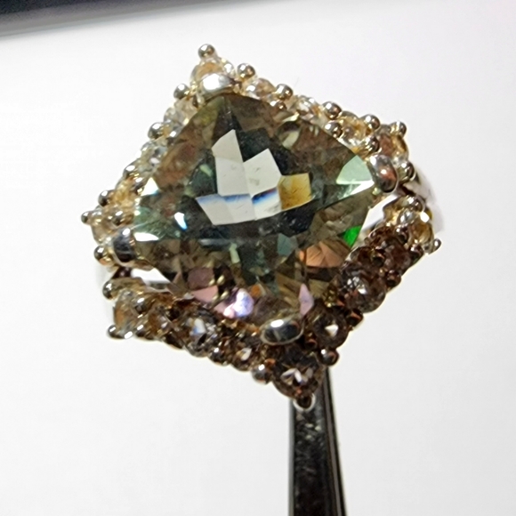 Green Amethyst with White Topaz Ring - Picture 2 of 13